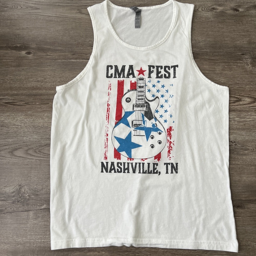 Next Level CMA Fest Nashville Tank Top Mens L White Regular Country Patriotic